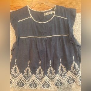 Abercrombie & Fitch Blue Top with White Embroidery